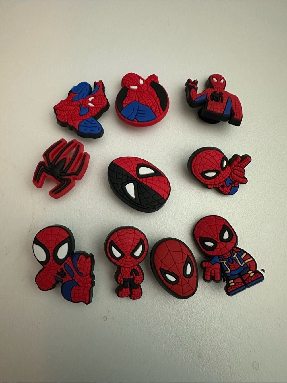 Spider-Themed Kids Shoe Charms - Red & Blue Set